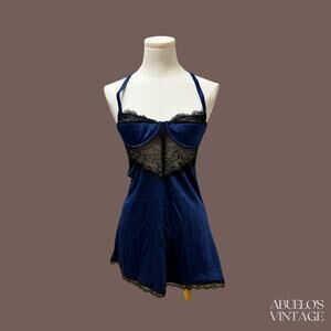 Fredericks of Hollywood Slip Dress | Blue Lace | Size M | Vintage
